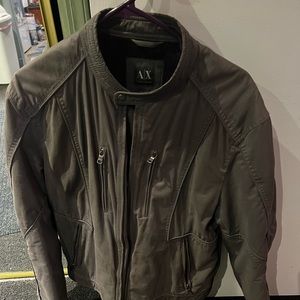 Mens Grey Armani exchange biker jacket large